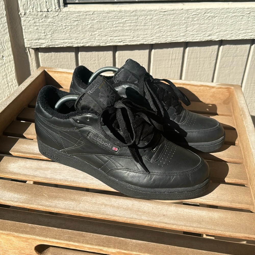 Reebok Classic Club C Black Leather Mens Size 10.5